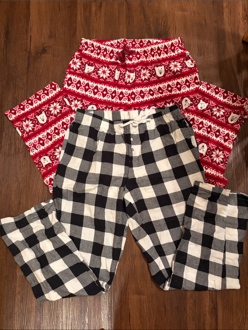 Set of 2 pajama pants size S small women holiday bears Christmas plaid cotton EU